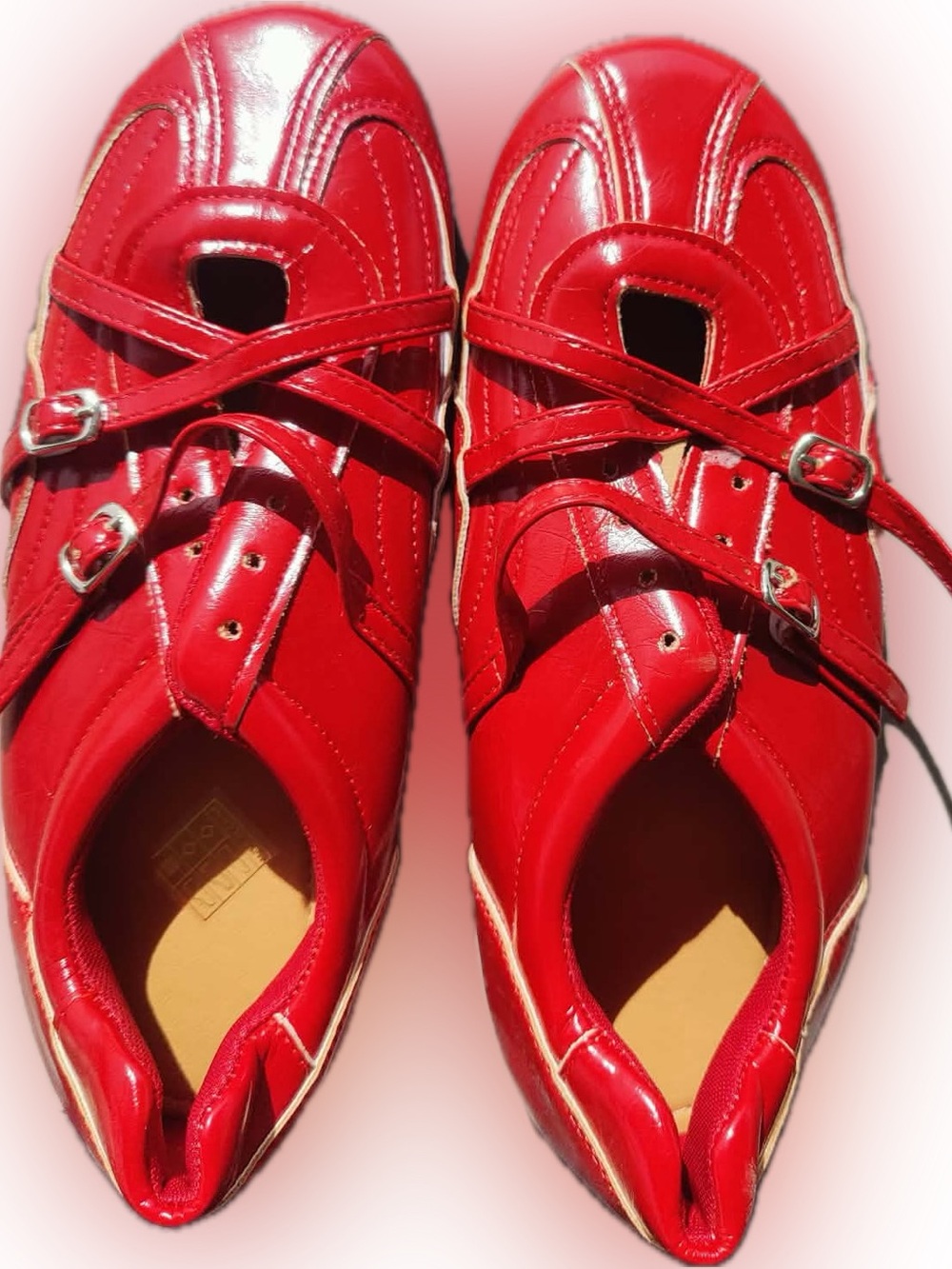 Women's Red Leather Mary Jane Sneakers - Unbranded
